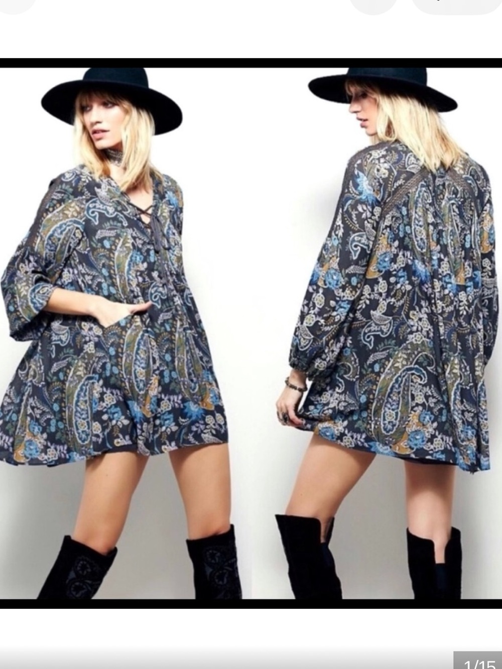 🌼 Free People “Rain or Shine” Paisley Mini Dress – Size Medium 🌼